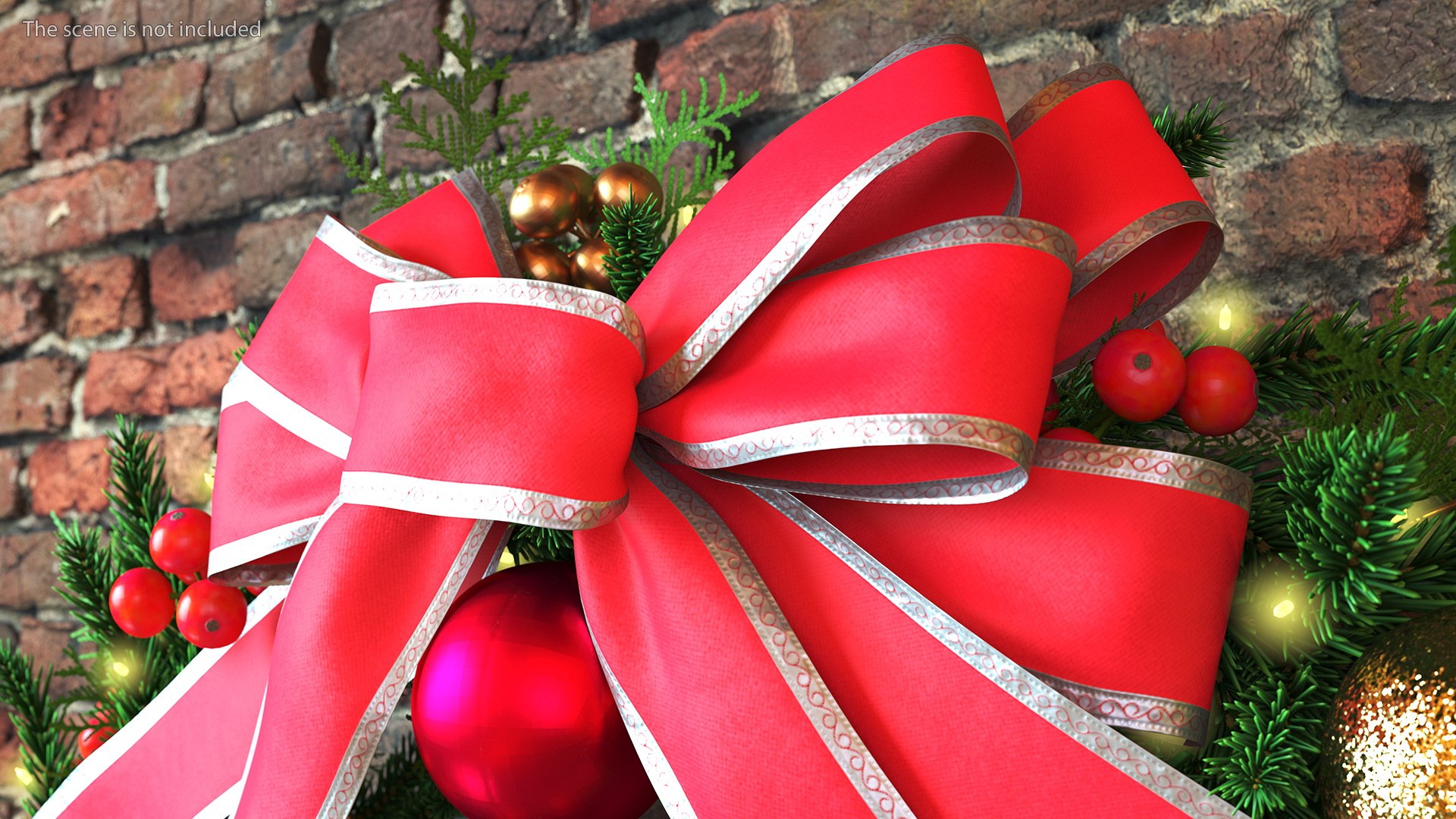 3D model Christmas Cheer Wreath with Red Bow - TurboSquid 1822475