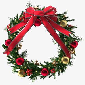 3D model Christmas Cheer Wreath with Red Bow