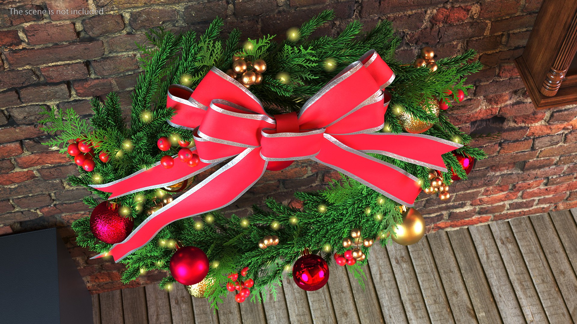 3D model Christmas Cheer Wreath with Red Bow - TurboSquid 1822475