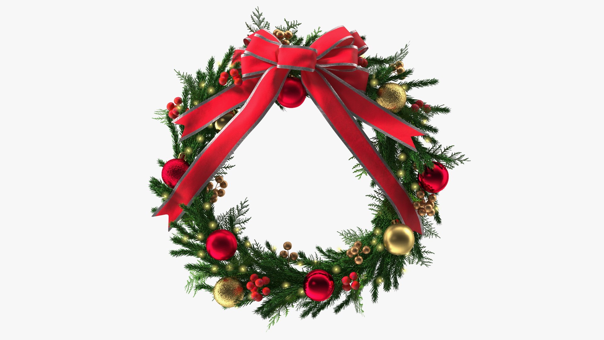 Christmas Cheer Wreath with Red Bow 3D model preview