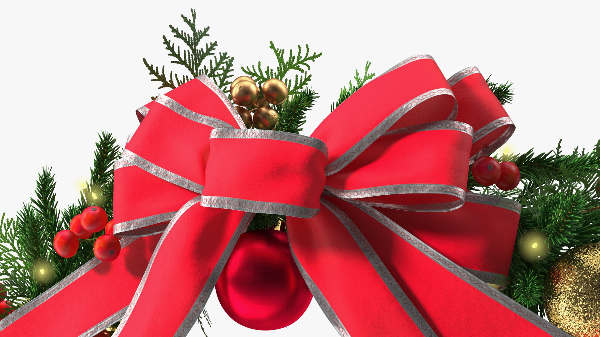 3D model Christmas Cheer Wreath with Red Bow - TurboSquid 1822475