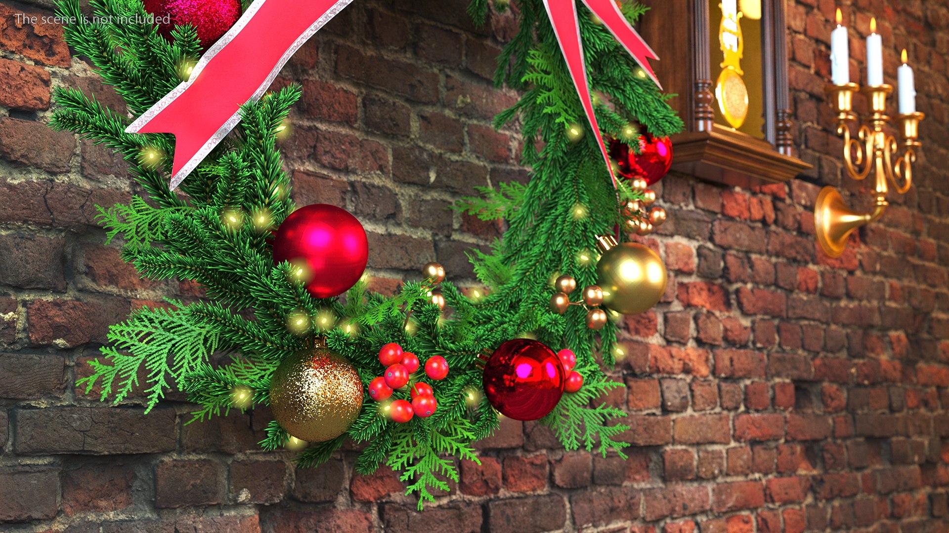 3D model Christmas Cheer Wreath with Red Bow - TurboSquid 1822475