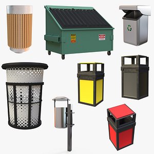 3D Trash Can Collection III model