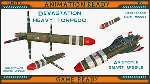 sci-fi missiles set 3d model