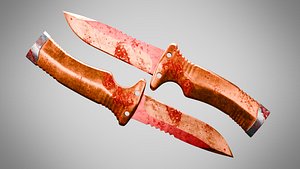 Knife 7 Burning Orange FT With Blood model