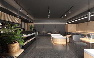 Modern Coffee shop Interior 2 3D