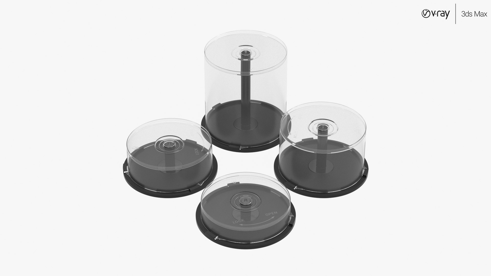 Realistic set cd-dvd cake-box 3D model - TurboSquid 1602976