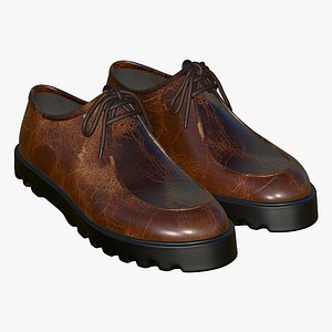 3D Realistic Brown Leather Shoes model