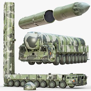 Rigged Dongfeng DF-41 Mobile Intercontinental Ballistic Missile With Vehicle PBR