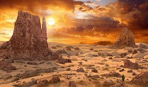 3D environment sun sunset model