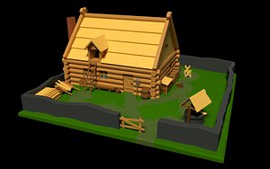 Low Poly Medieval Hut 3D model