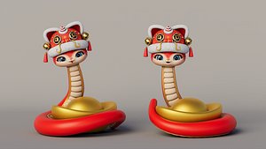 Rigged Cartoon Snake 3D model