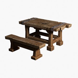3D Medieval Table 2 model