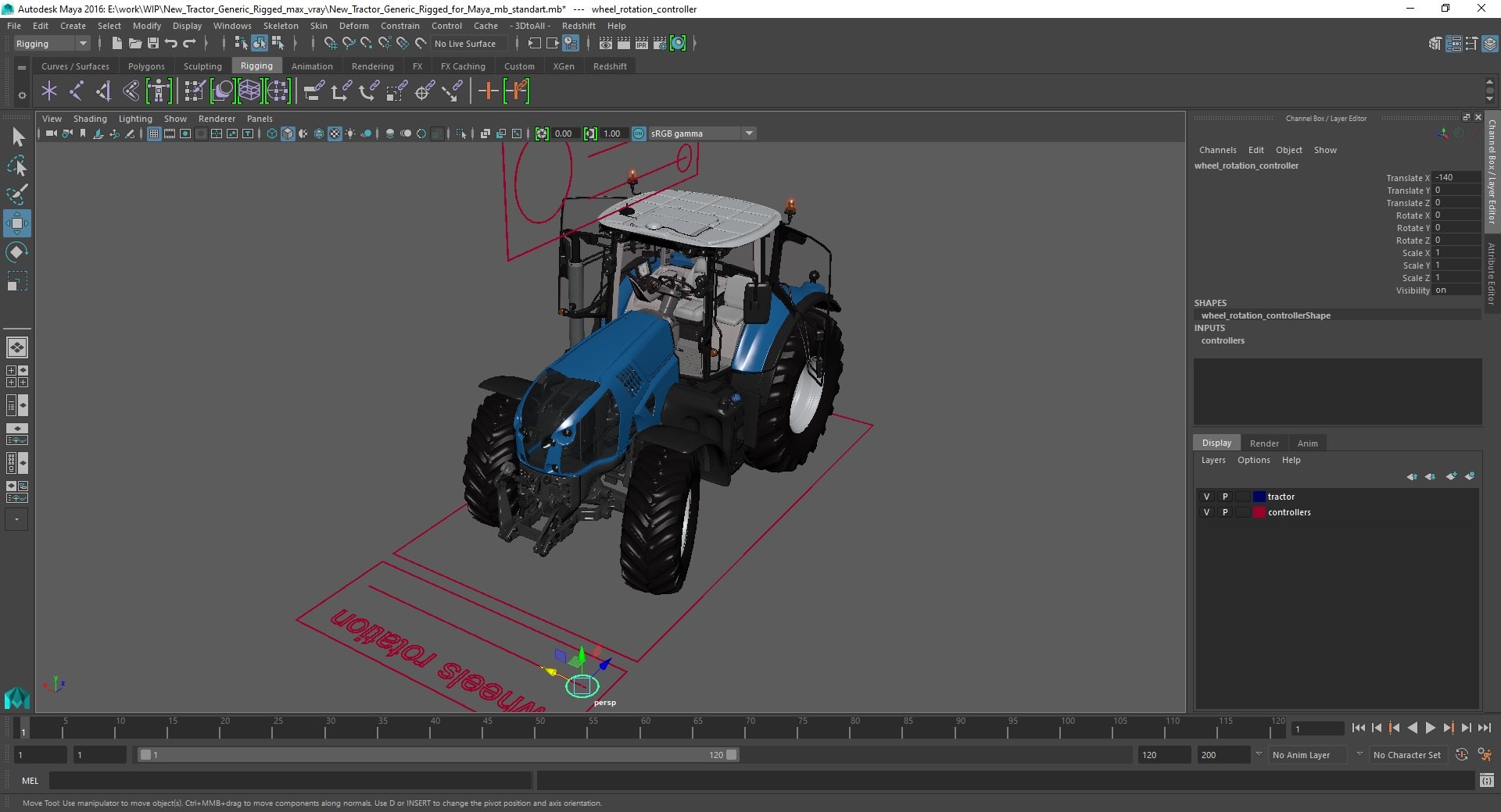 3D New Tractor Generic Rigged for Maya - TurboSquid 2065530