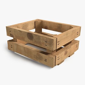 3D wood crate building with realistic textures model