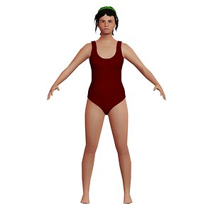 Low Poly Asian Woman Swimsuit