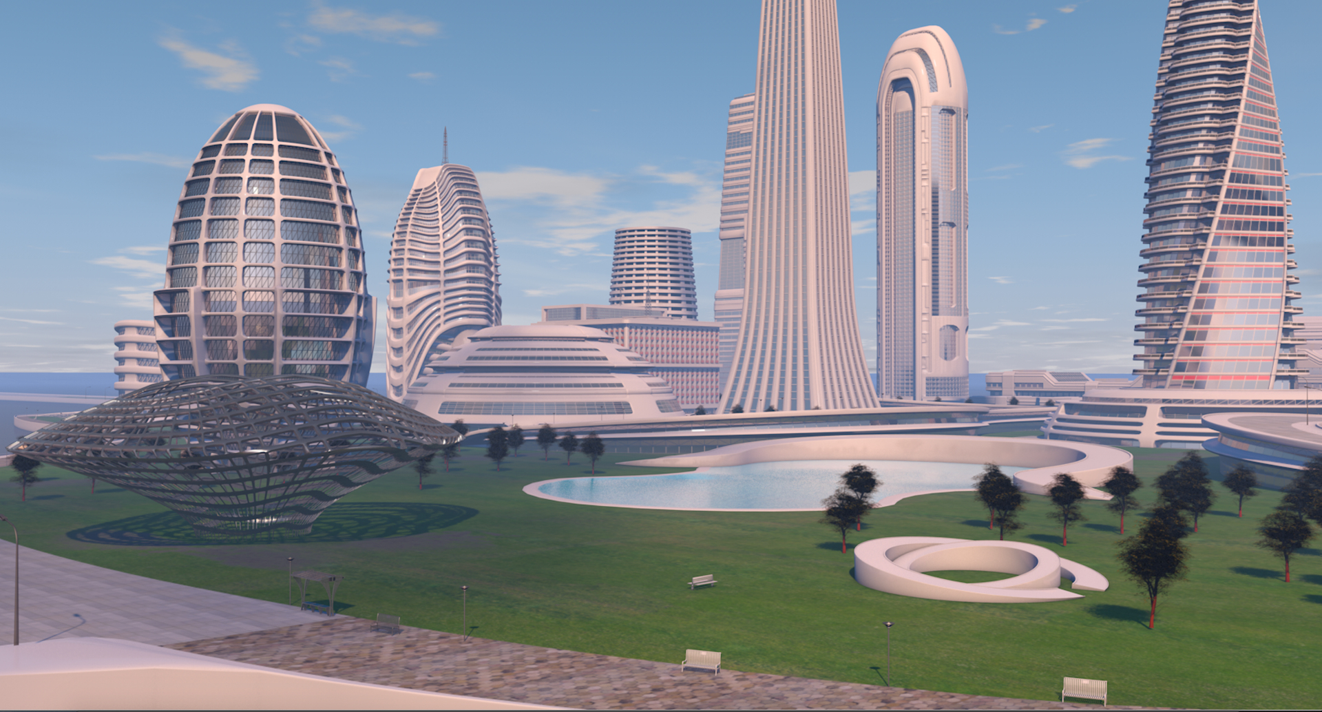 Center futuristic city 3D model - TurboSquid 1542990