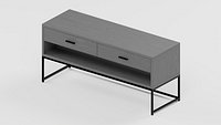 Gray TV Console Black Metal Legs