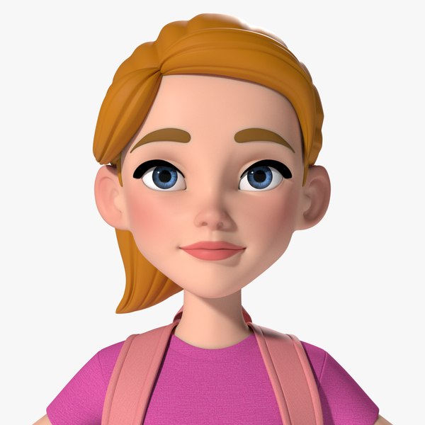 3D model mia cartoon girl kid