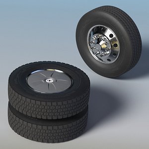 Heavy Duty Truck Wheel Set with Dual Tires 3D model
