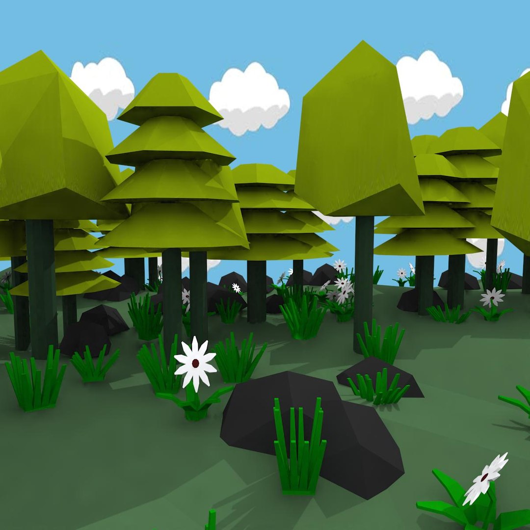 3d Cartoon Forest - Turbosquid 1682397