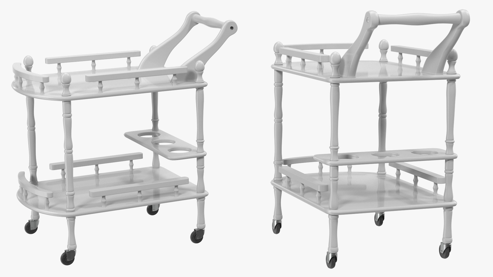 Hotel Style Trolley Serving Cart 3D model preview