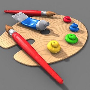 3d artist brush pallete model