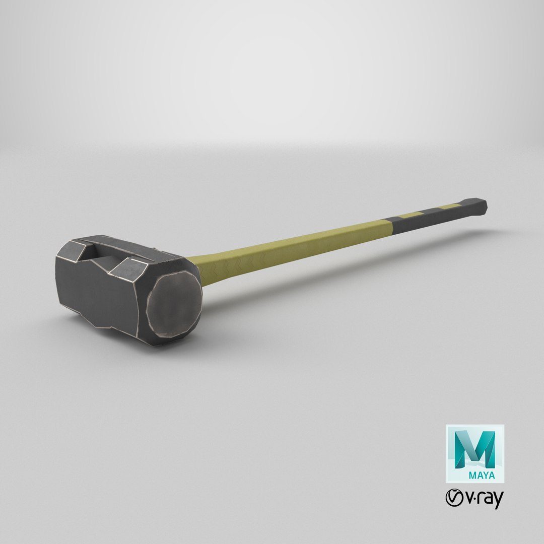 Sledgehammer Low-poly PBR model https://p.turbosquid.com/ts-thumb/cZ/GfmdlQ/J8/stemcell_maya_vray_render/png/1775049195/1920x1080/fit_q87/582c500bab81340d63511459e2cb11d8482d38a2/stemcell_maya_vray_render.jpg