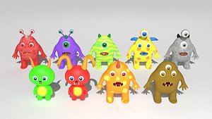 Pack of cartoon monsters 3D model