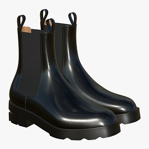 Leather Boots Realistic Black 3D model