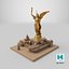 Base de monument et statue d'ange en or fantaisie
