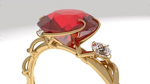 Elegant diamond ring with stones and carved rim. 6 sizes