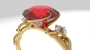 Elegant diamond ring with stones and carved rim. 6 sizes