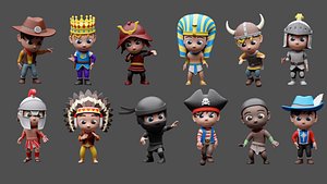 Cartoon kids 3 01 in warrior costumes