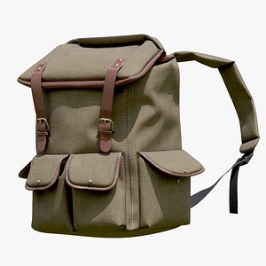 Vintage Canvas Backpack 3D