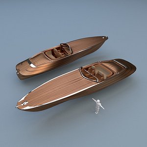 3d model wooden speed boat