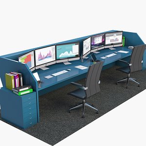 office workstation station 3D model