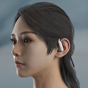 Wireless Sport Earphones On Female Head