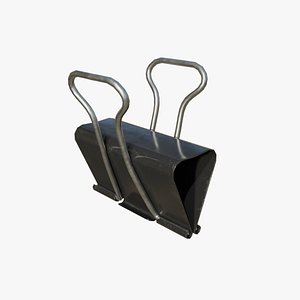 3D Black Metal Binder Clip model