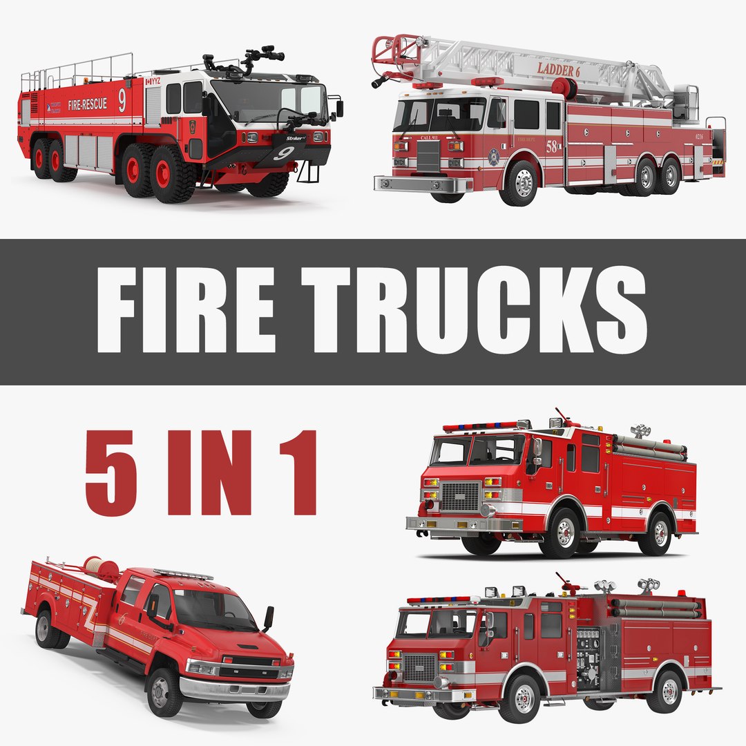 Fire Trucks 3D Models Collection 3 3D model preview