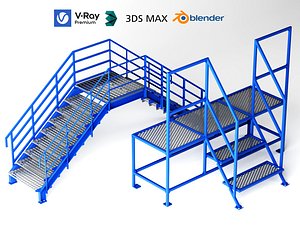 Industrial Steel Stairs and Maintenance Platform model