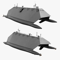 Stealth Hull Tactical Demonstrator Gray Rigged for Maya