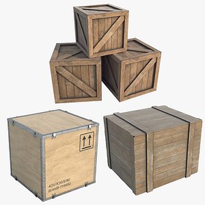 3D 3 Wooden Boxes UHD