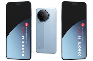 3D Xiaomi 14 Civi Blue Low Poly