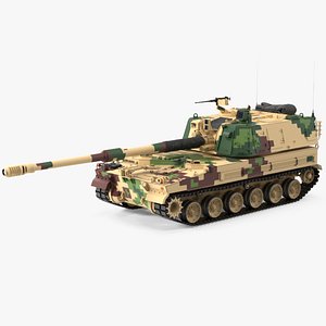 Self Propelled Howitzer K9 Thunder Rigged for Maya