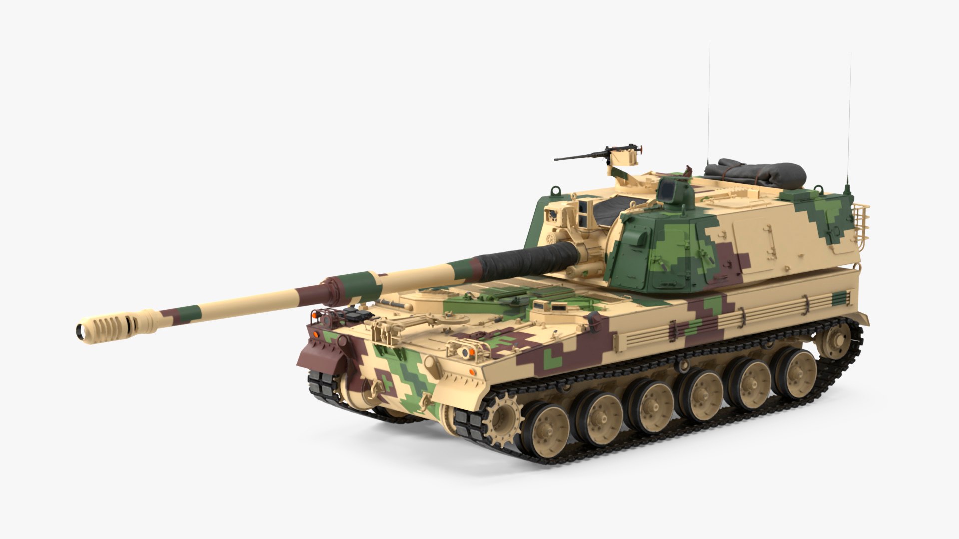 Self Propelled Howitzer K9 Thunder Rigged for Maya 3D model preview