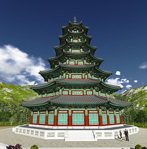korean octagonal 3d model