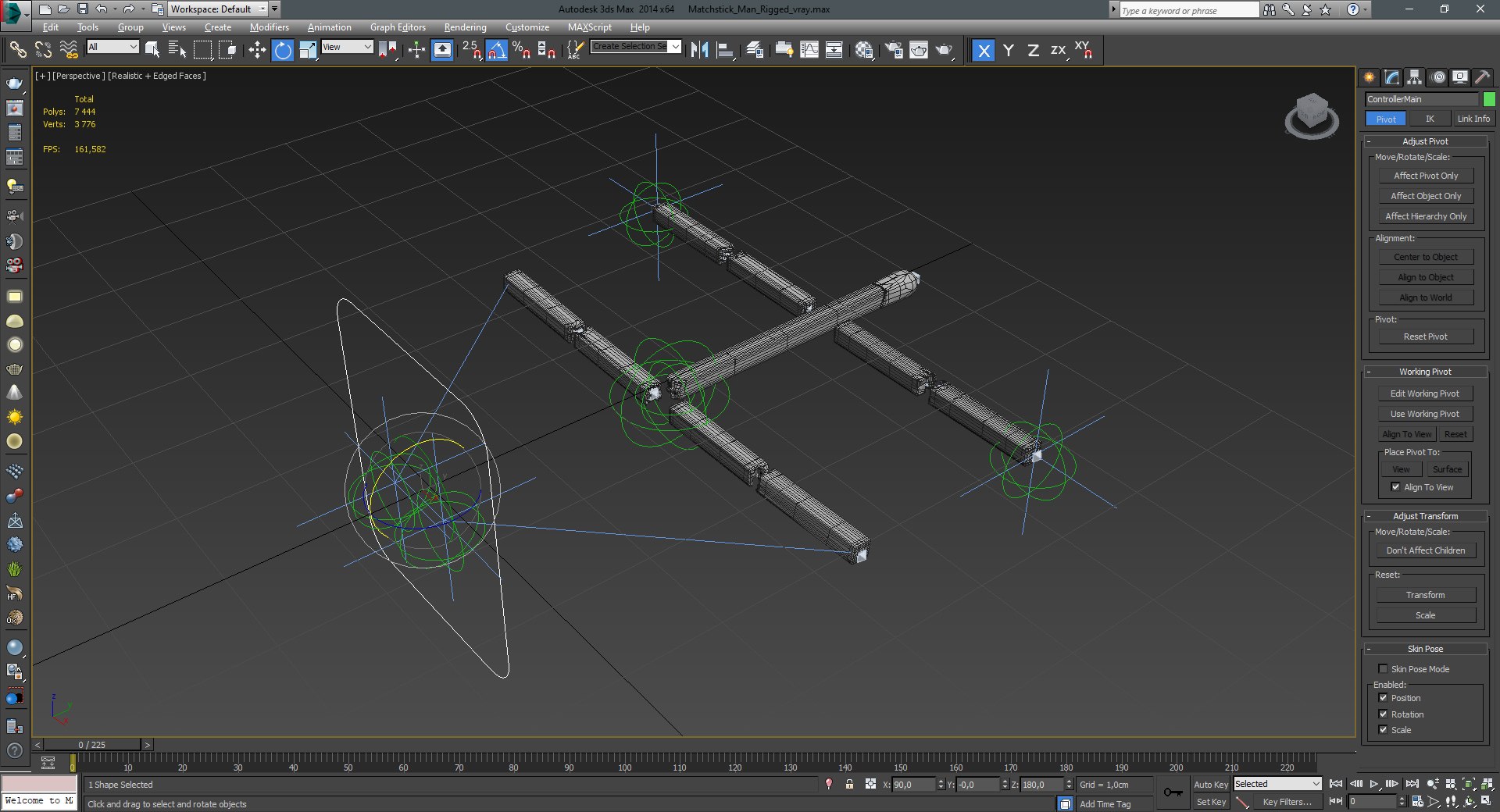 Matchstick Man Rigged 3D model preview
