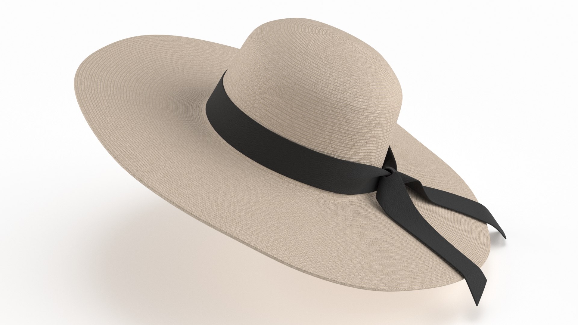 Wide Brim Straw Hat 3D model preview