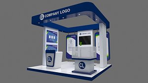 3D model booth 3x3 blue